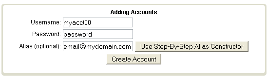 Figure 2.2 Create the pop account