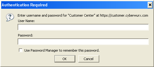 Figure 1.1 - The customer center login prompt