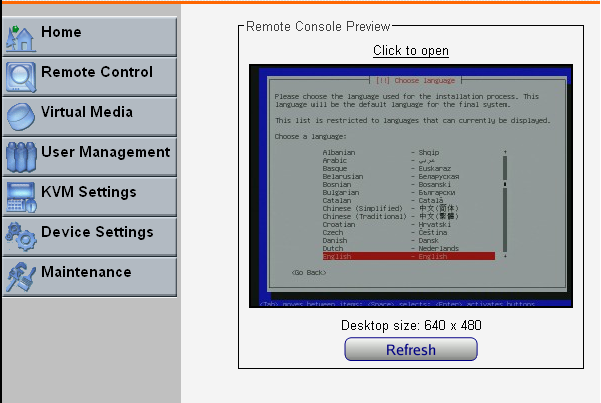 Figure 2.3.1 - KVM Home Screen